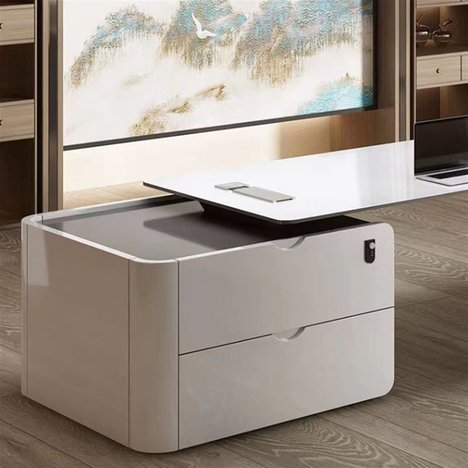 TRABVVIJSC L Shaped Desk Simple and President Table and Chair Combination Computer Desk with