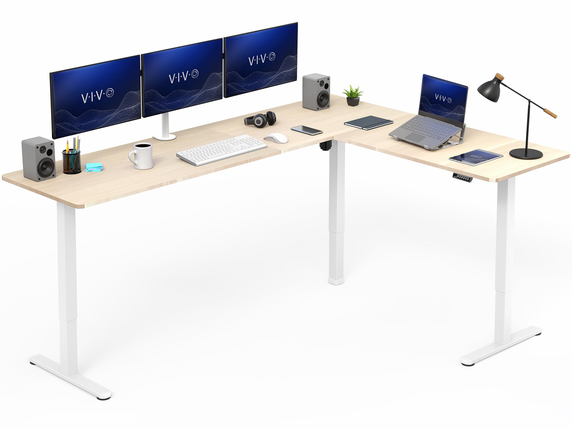 VIVO Electric Height Adjustable Corner Stand Up Desk, Table Top, Frame, L-Shaped Standing Workstation, 3CT Series