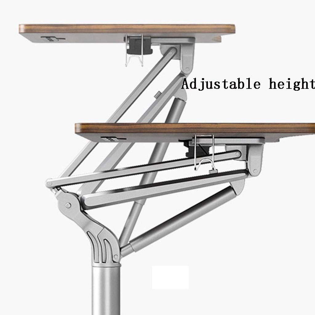 Pneumatic Height Adjustable Sit-Stand Mobile Laptop Computer Desk Cart, Room Sofa Side Table Meeting Room Desk