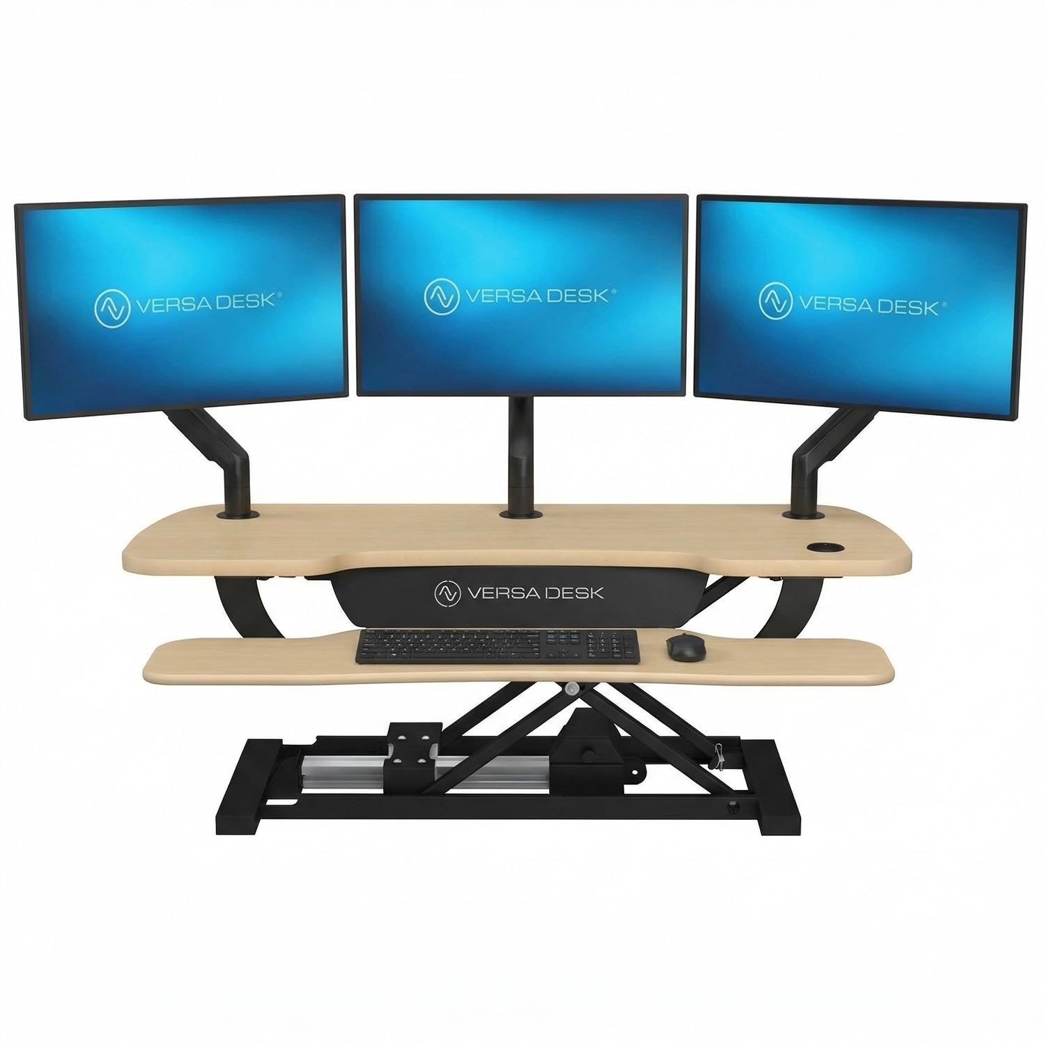 VERSADESK Electric Standing Desk Converter, PowerPro Height Adjustable, Sit to Stand Riser With Keyboard Tray, Push-Button Control Switch With USB Charging Port