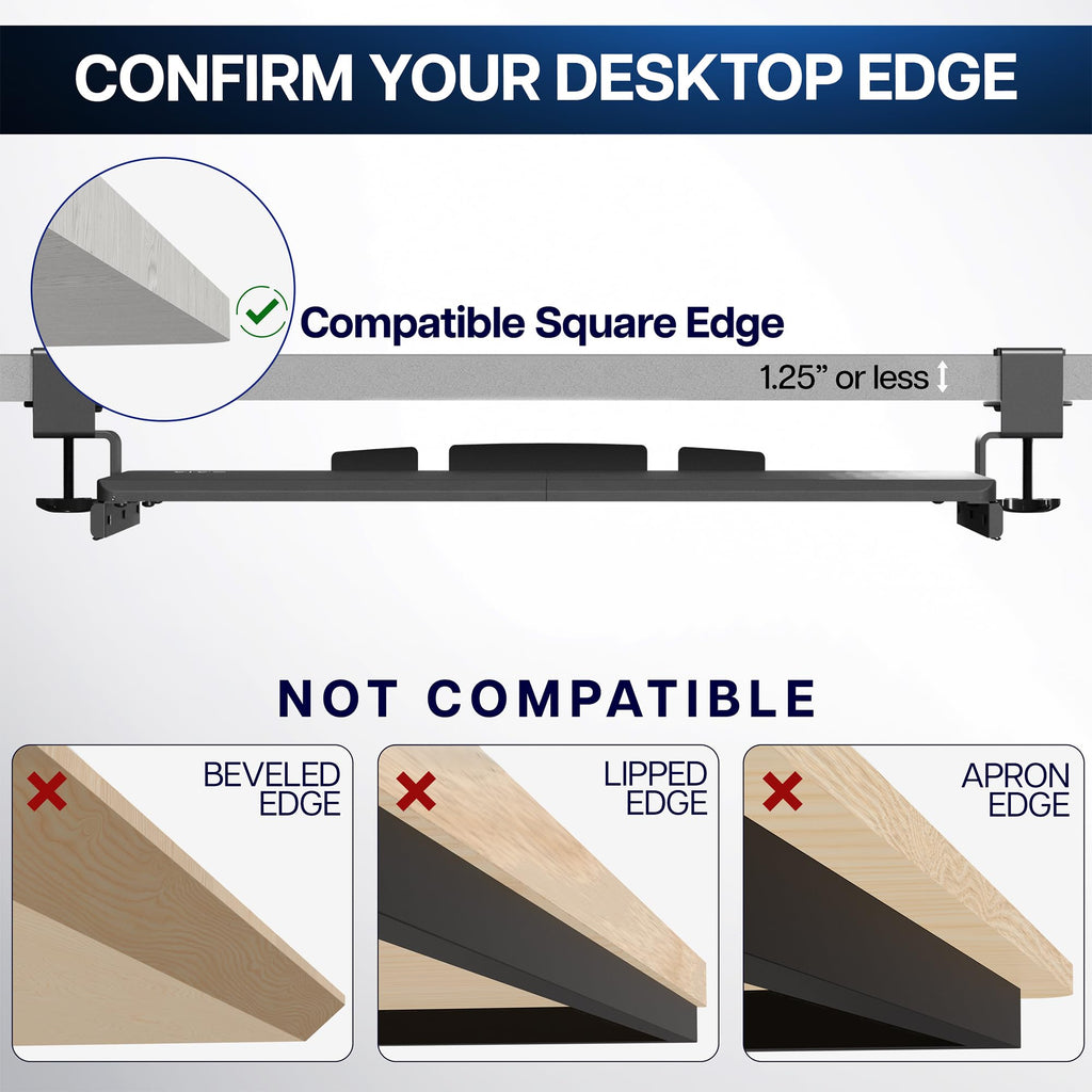 VIVO Clamp-On Under-Desk Pull-Out Keyboard and Mouse Tray