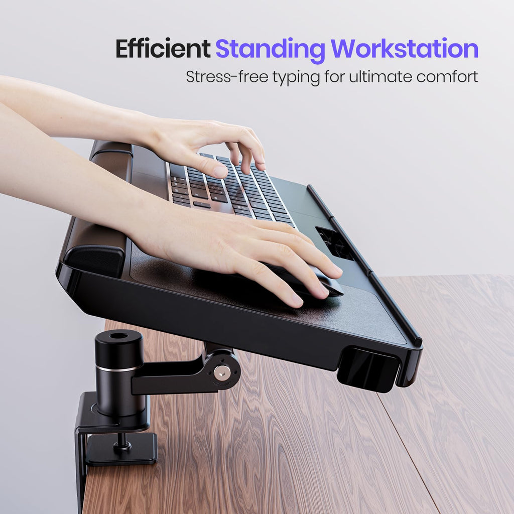 Klearlook 360° Adjustable Sit-Stand Keyboard Tray with Drawer