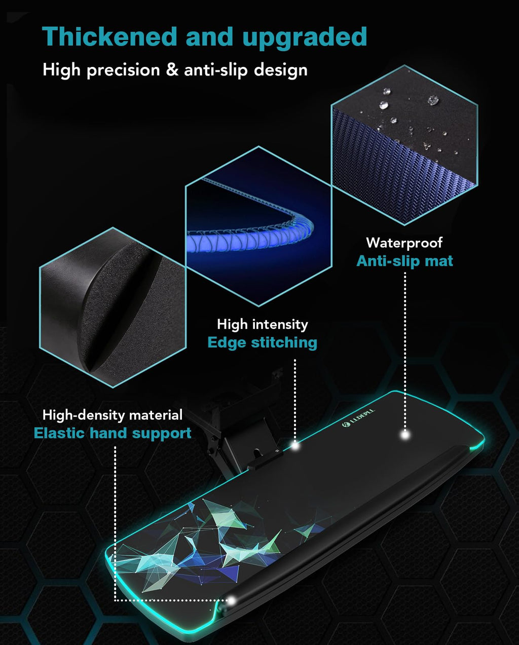 LLDEPLL 360° Adjustable Under-Desk Keyboard Tray with Drawer