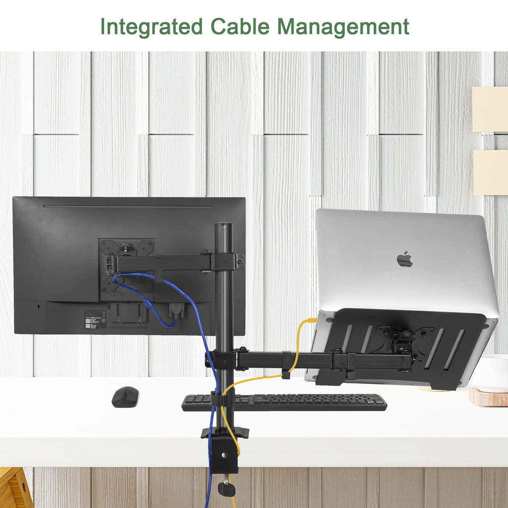 UPGRAVITY Monitor Arm with Laptop Tray for 13–27-Inch Monitors