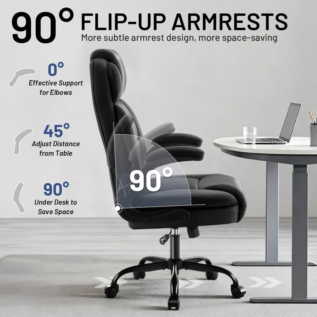 AreShark Office Chair - Executive High Back Breathable Comfy Desk Chair with Lumbar Support - Ergonomic Leather Rolling Swivel Computer Chair with Rock Function for Working Studying Gaming Relaxing
