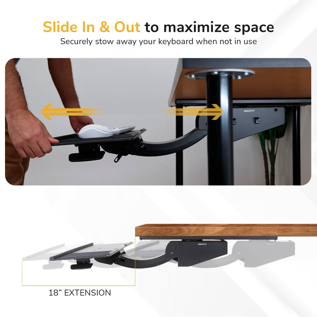 Mount-It! 26.5-Inch Adjustable Under-Desk Keyboard Tray