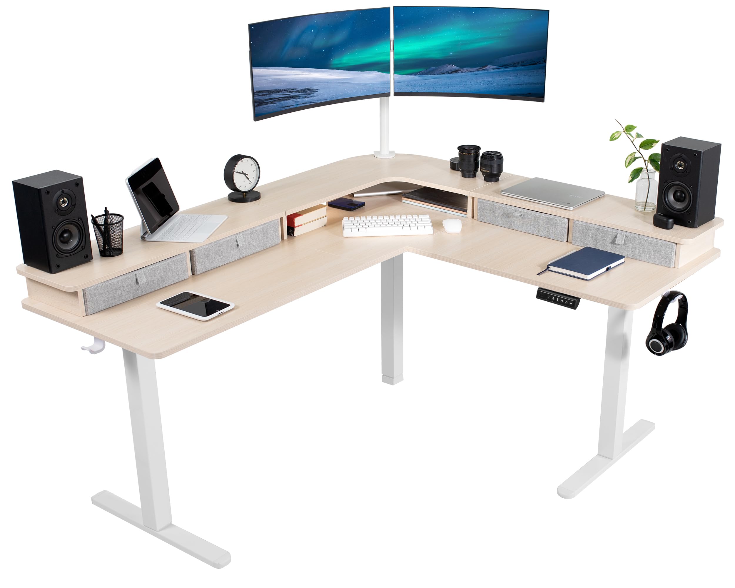 VIVO Electric Height Adjustable Corner Stand Up Desk, Table Top, Frame, L-Shaped Standing Workstation, 3CT Series