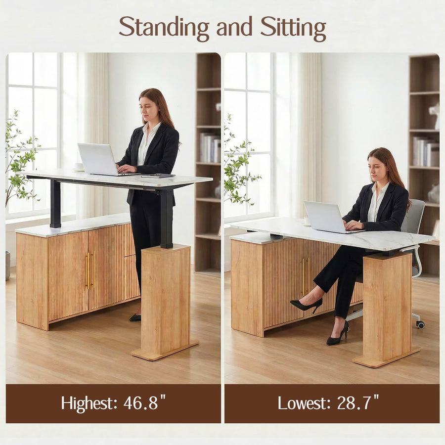 NORTHSKY 55-Inch L-Shaped Electric Standing Desk with Drawers