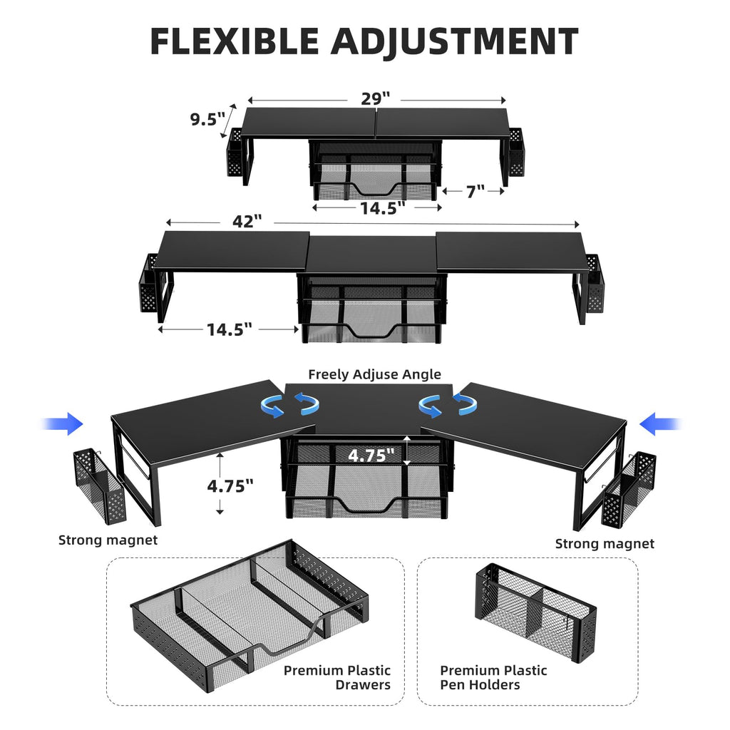 Simple Trending Dual Monitor Riser with Drawer and 2 Pen Holders