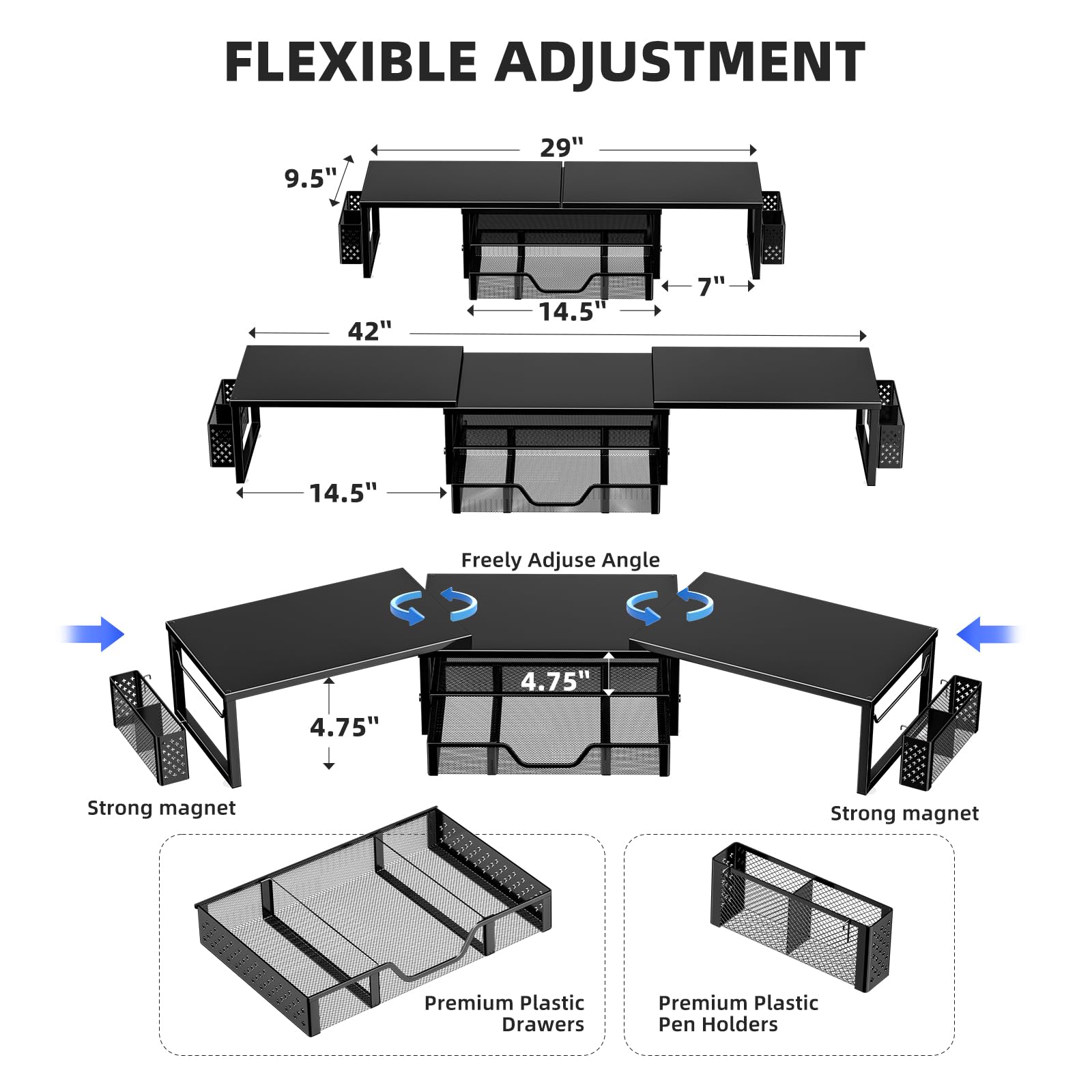 Simple Trending Dual Monitor Riser with Drawer and 2 Pen Holders