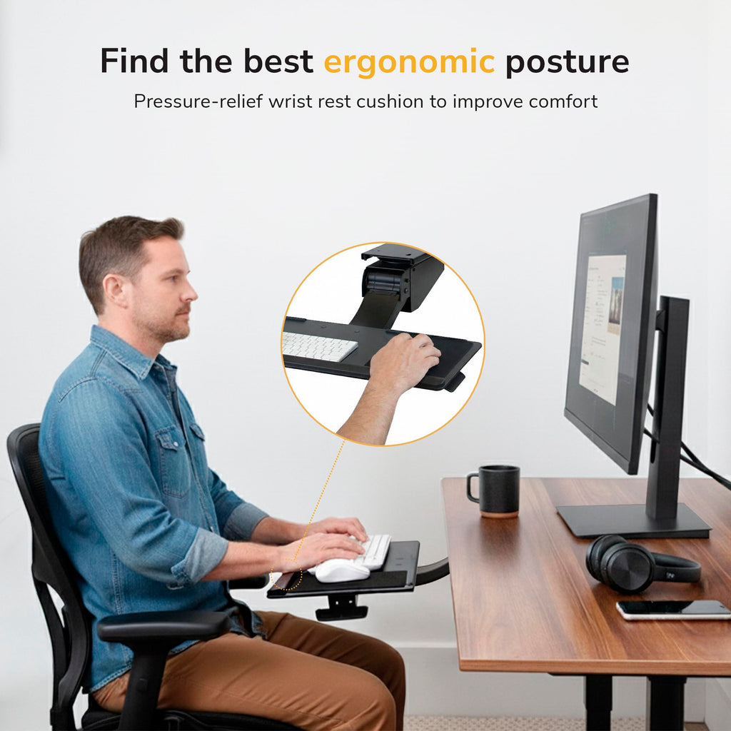 Mount-It! 26.5-Inch Adjustable Under-Desk Keyboard Tray