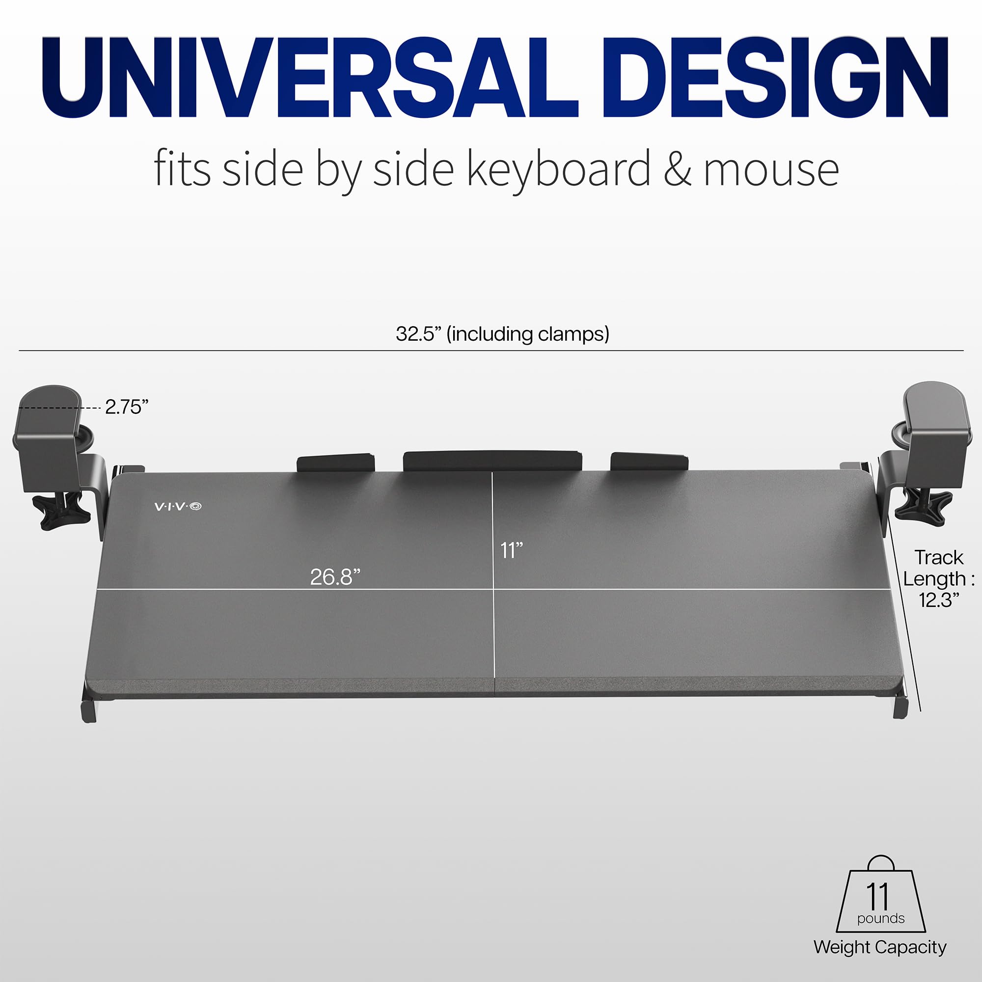 VIVO Clamp-On Under-Desk Pull-Out Keyboard and Mouse Tray