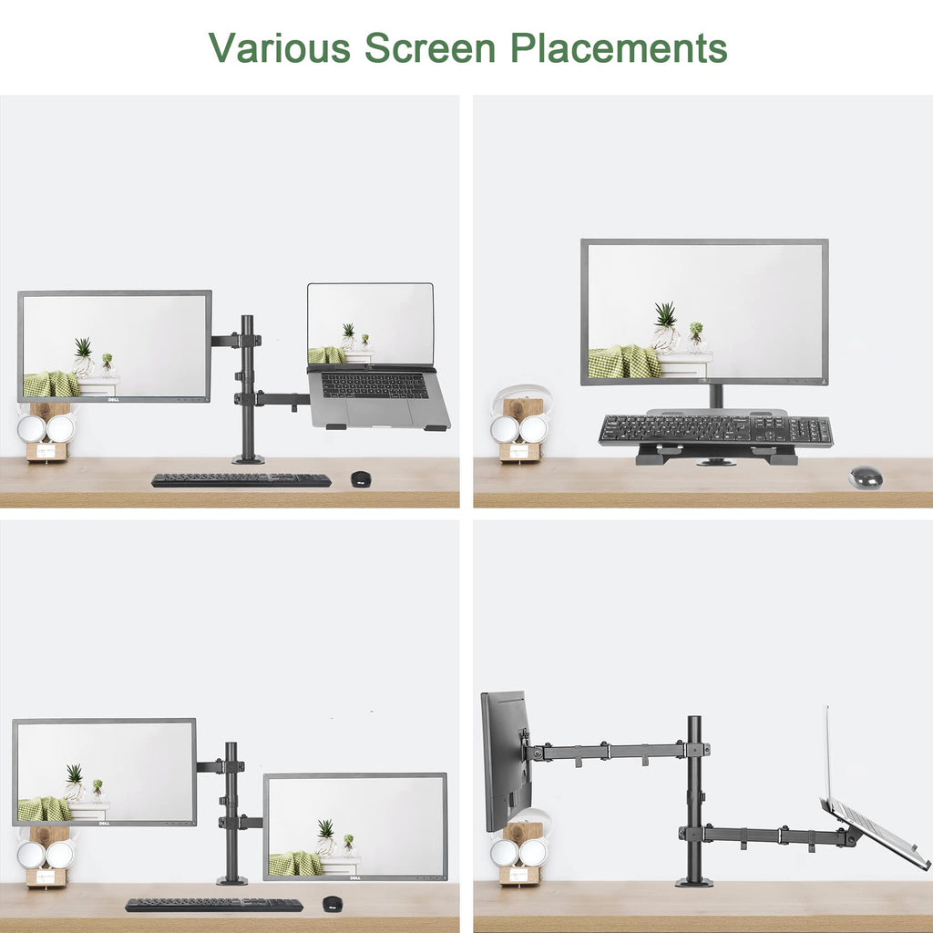 UPGRAVITY Monitor Arm with Laptop Tray for 13–27-Inch Monitors