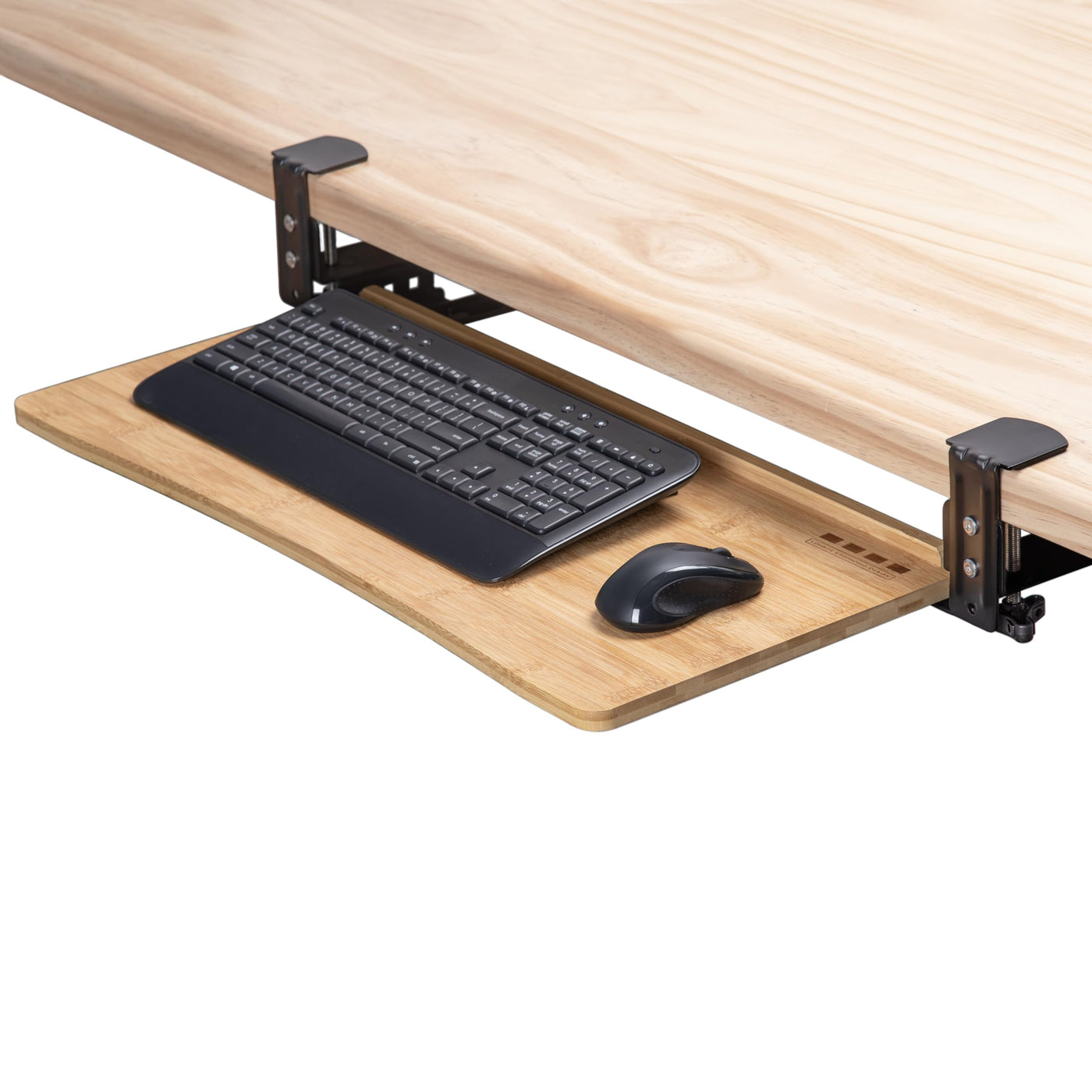 D'vine Dev Bamboo Under-Desk Keyboard Tray with Wrist Rest