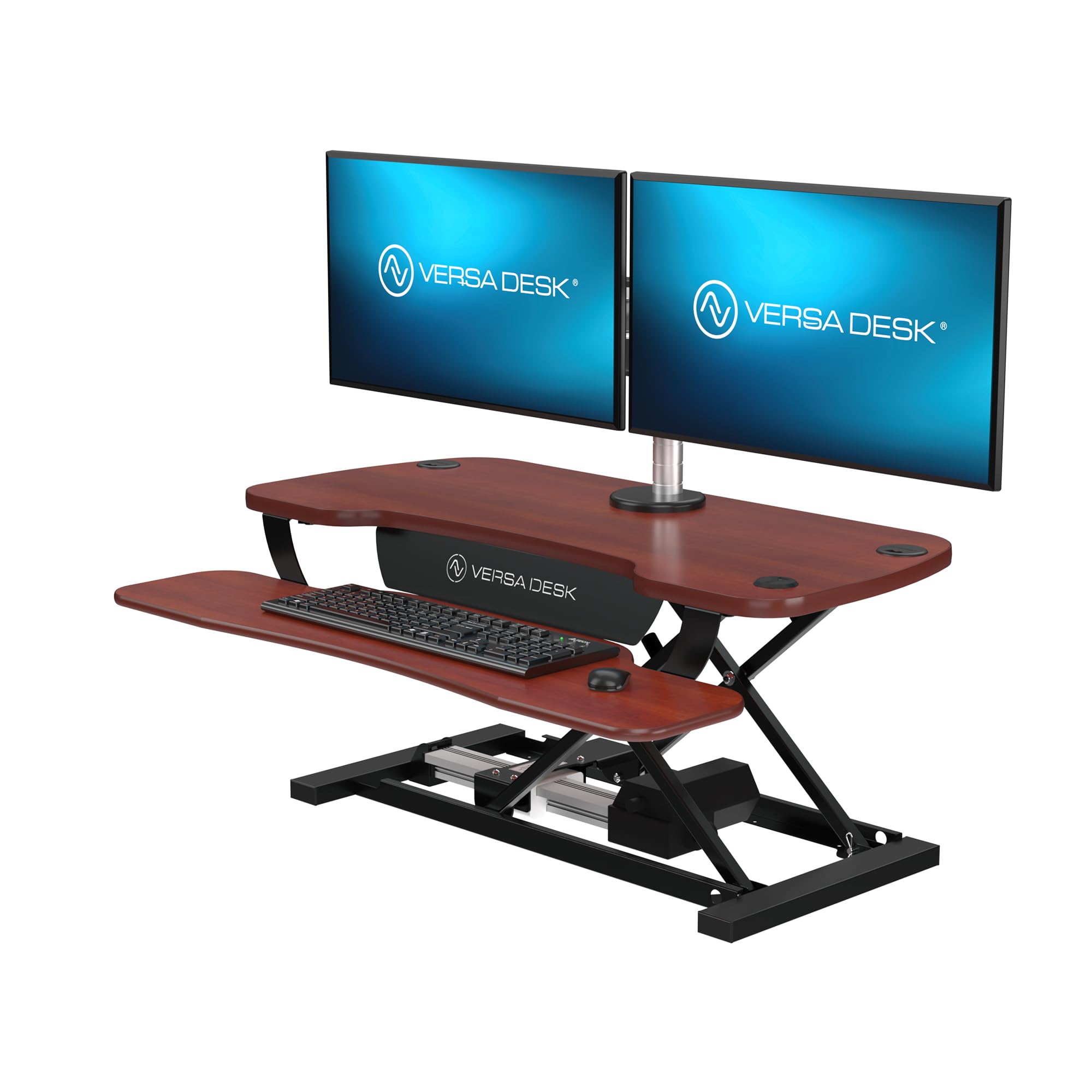 VERSADESK Electric Standing Desk Converter, PowerPro Height Adjustable, Sit to Stand Riser With Keyboard Tray, Push-Button Control Switch With USB Charging Port