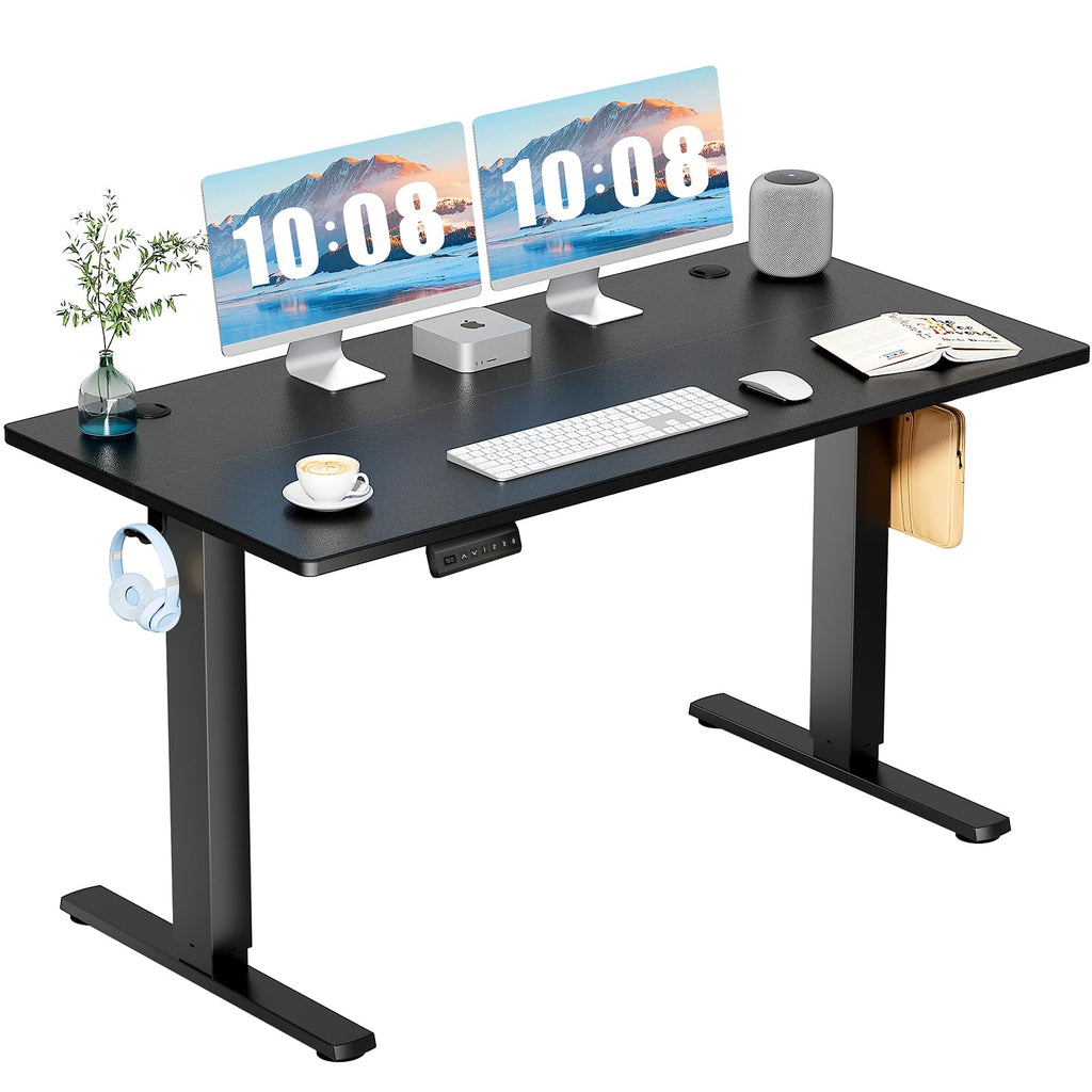 DUMOS 40 Inch Electric Standing Desk Height Adjustable, Sit to Stand Up Computer Workstations Work PC Table Home Office Study Writing Gaming Desks with Memory Presets for Walking Pad, Bedroom, Oak