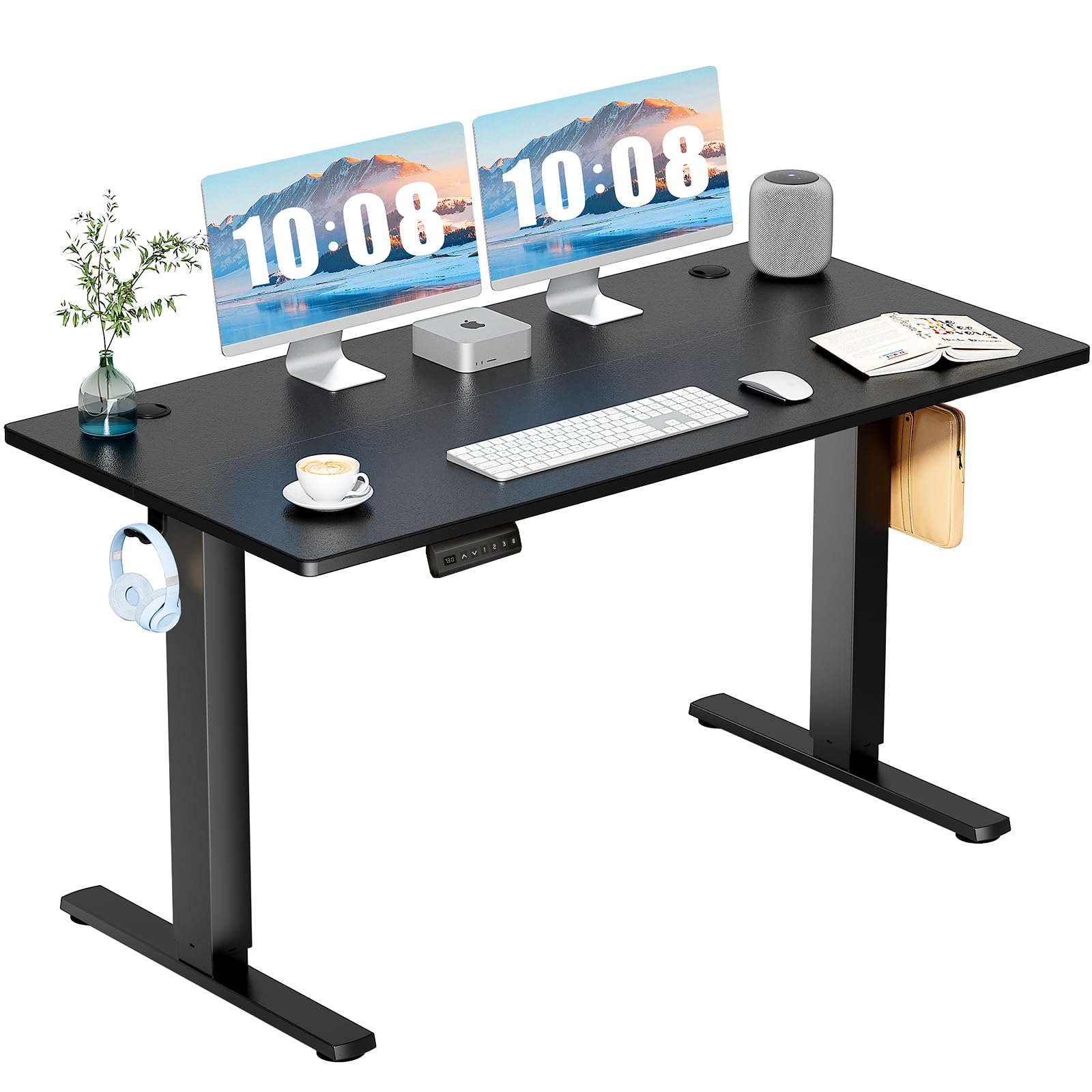 DUMOS 40 Inch Electric Standing Desk Height Adjustable, Sit to Stand Up Computer Workstations Work PC Table Home Office Study Writing Gaming Desks with Memory Presets for Walking Pad, Bedroom, Oak