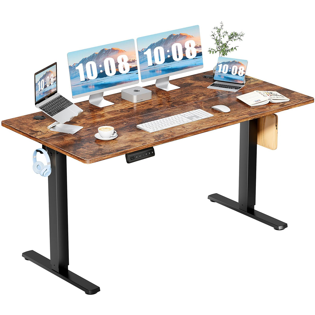 DUMOS 40 Inch Electric Standing Desk Height Adjustable, Sit to Stand Up Computer Workstations Work PC Table Home Office Study Writing Gaming Desks with Memory Presets for Walking Pad, Bedroom, Oak