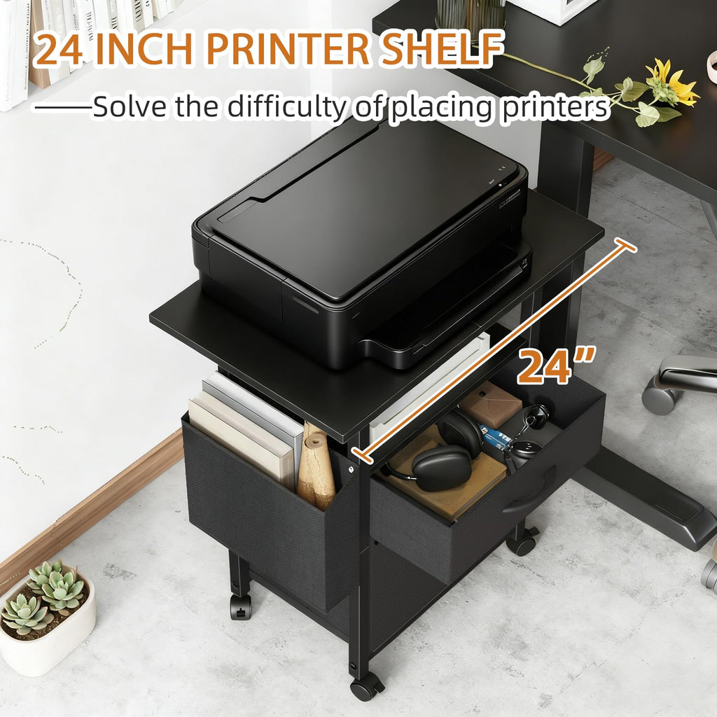 GYIIYUO 24-Inch Mobile 2-Drawer File Cabinet and Printer Stand