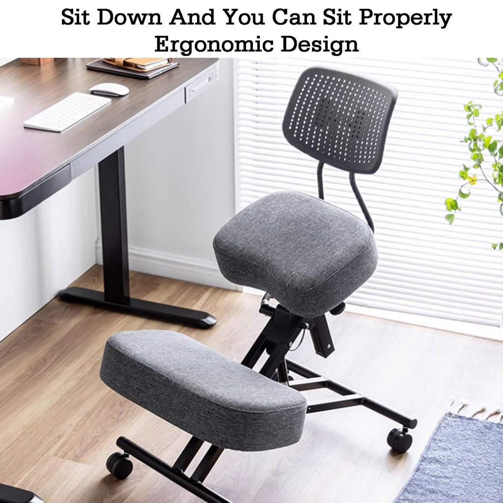 Height Adjustable Kneeling Stool Office Chair for Back & Neck Pain Relief, Ergonomic Design for Improved Posture, Ideal for Home & Office Use, Comfortable PC Desk Chair