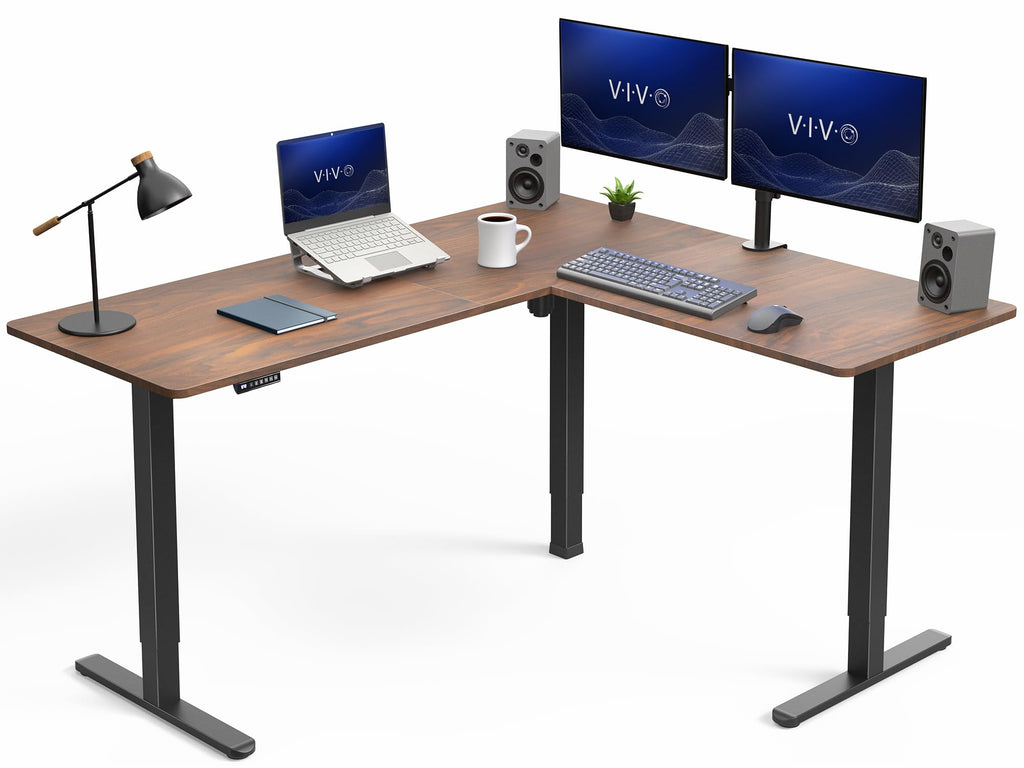 VIVO Electric Height Adjustable Corner Stand Up Desk, Table Top, Frame, L-Shaped Standing Workstation, 3CT Series