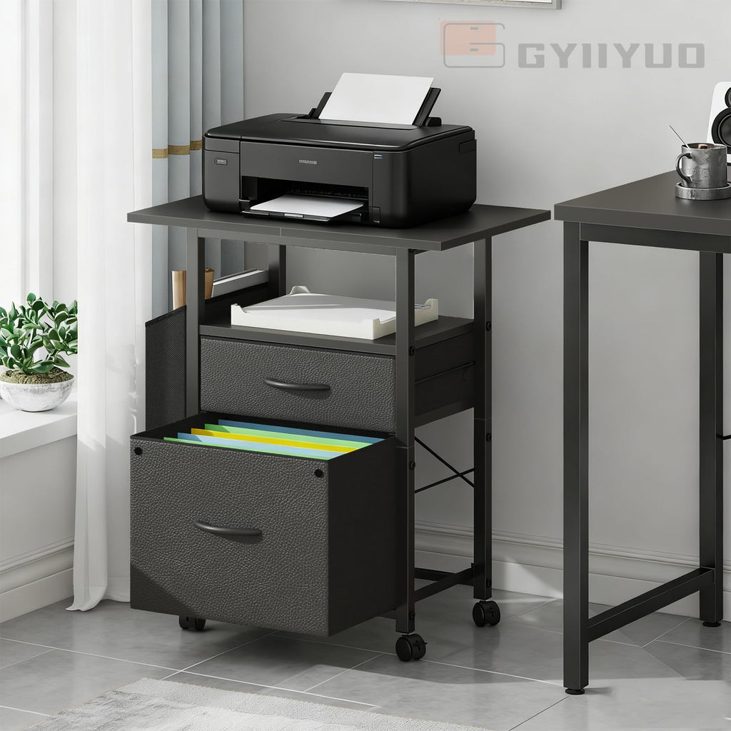GYIIYUO 24-Inch Mobile 2-Drawer File Cabinet and Printer Stand