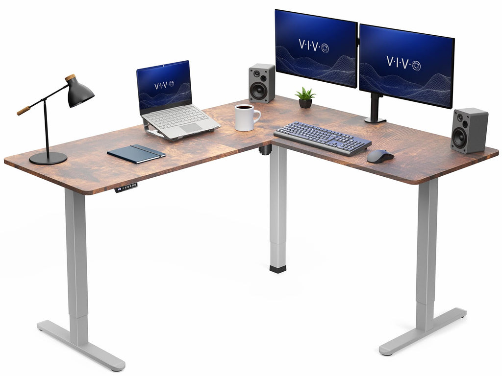 VIVO Electric Height Adjustable Corner Stand Up Desk, Table Top, Frame, L-Shaped Standing Workstation, 3CT Series