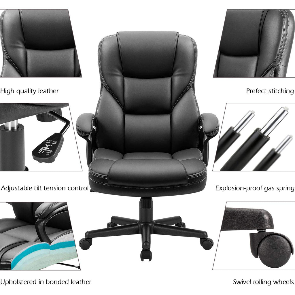 Furmax Office Executive Chair High Back Adjustable Managerial Home Desk Chair, Swivel Computer PU Leather Chair