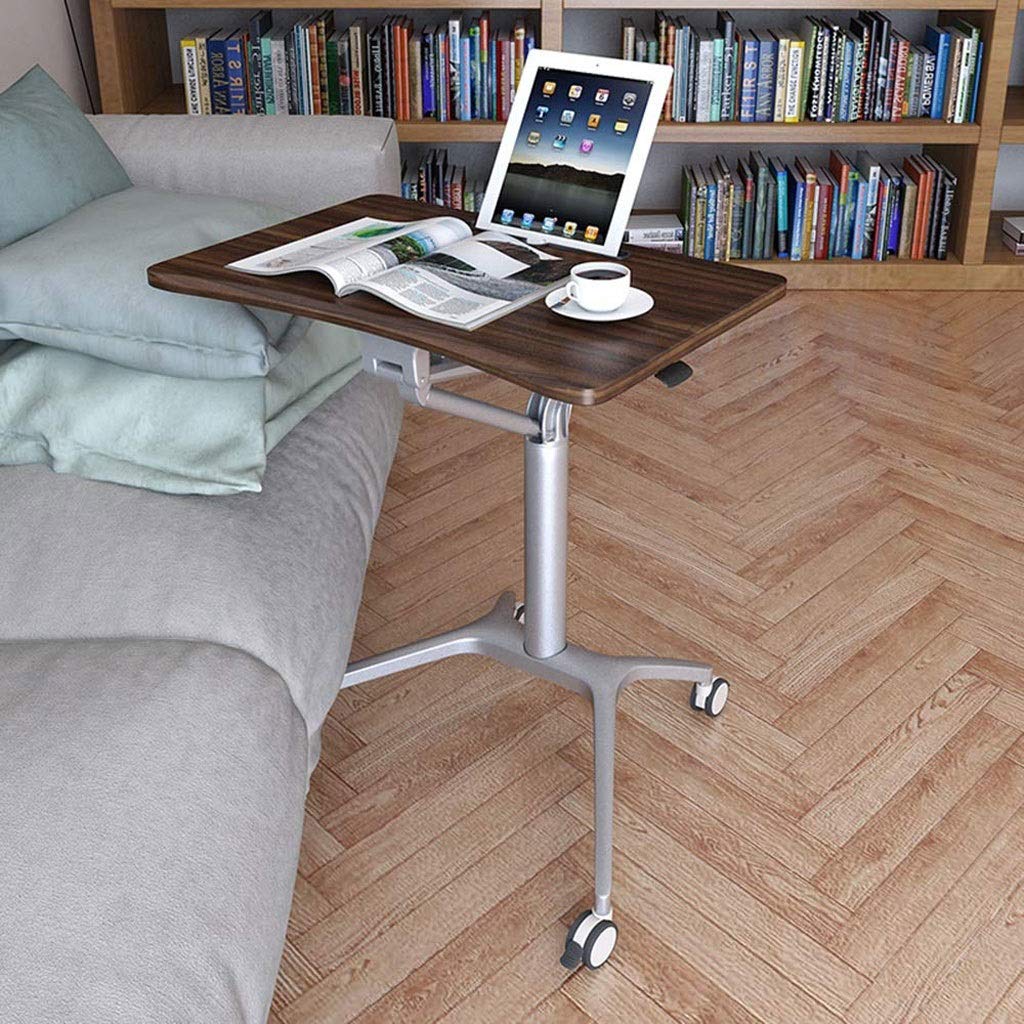 Pneumatic Height Adjustable Sit-Stand Mobile Laptop Computer Desk Cart, Room Sofa Side Table Meeting Room Desk