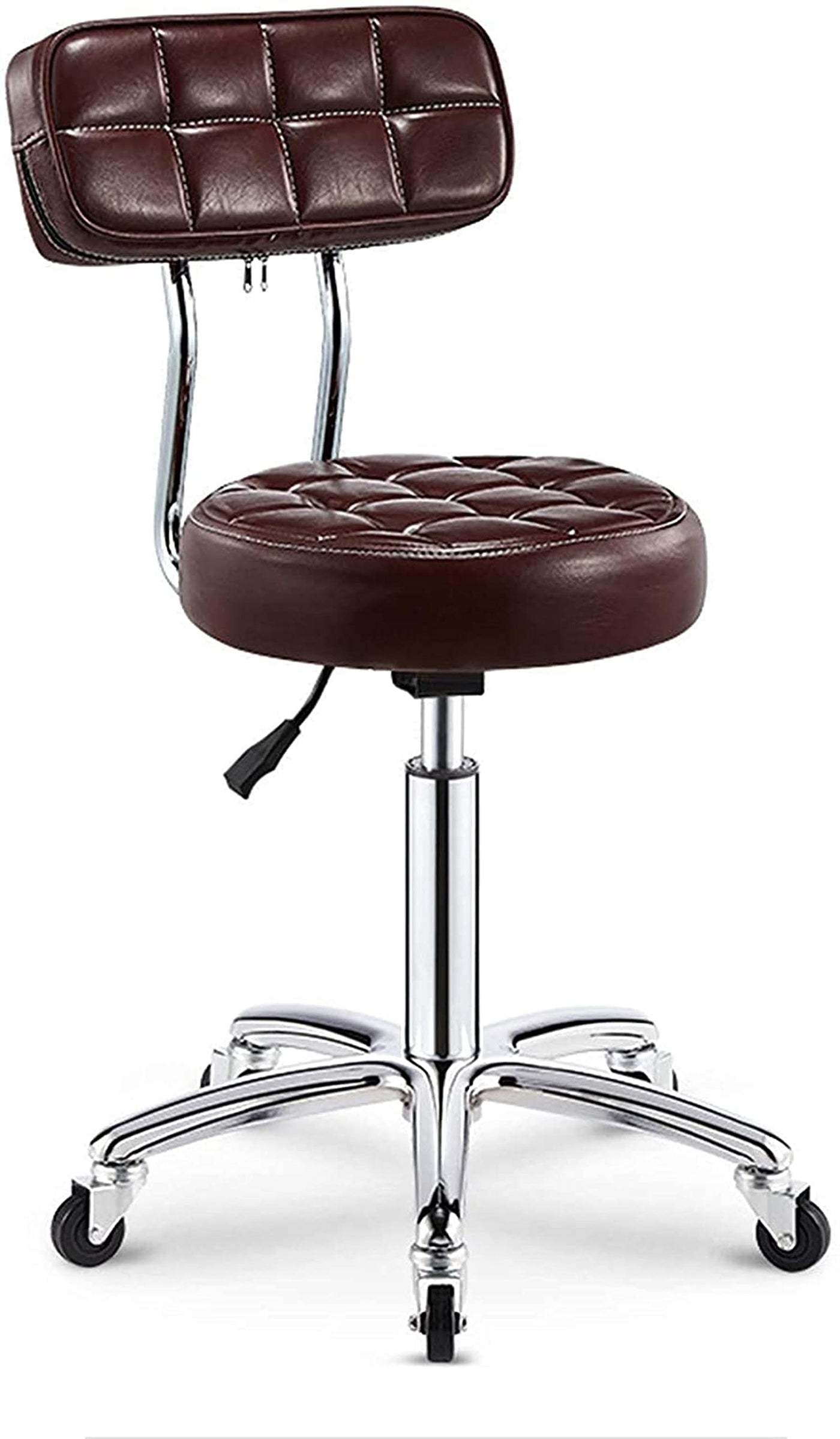 U5GAAALPPQ9 PU Leather Rolling Drafting Stool with Backrest