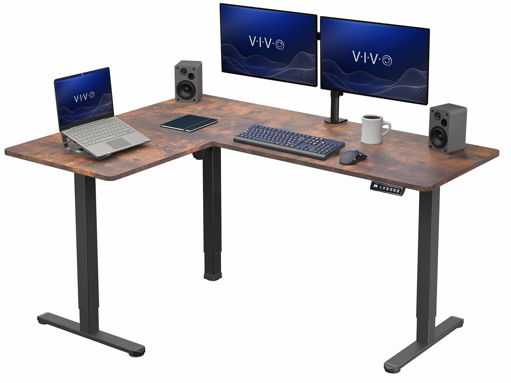 VIVO Electric Height Adjustable Corner Stand Up Desk, Table Top, Frame, L-Shaped Standing Workstation, 3CT Series