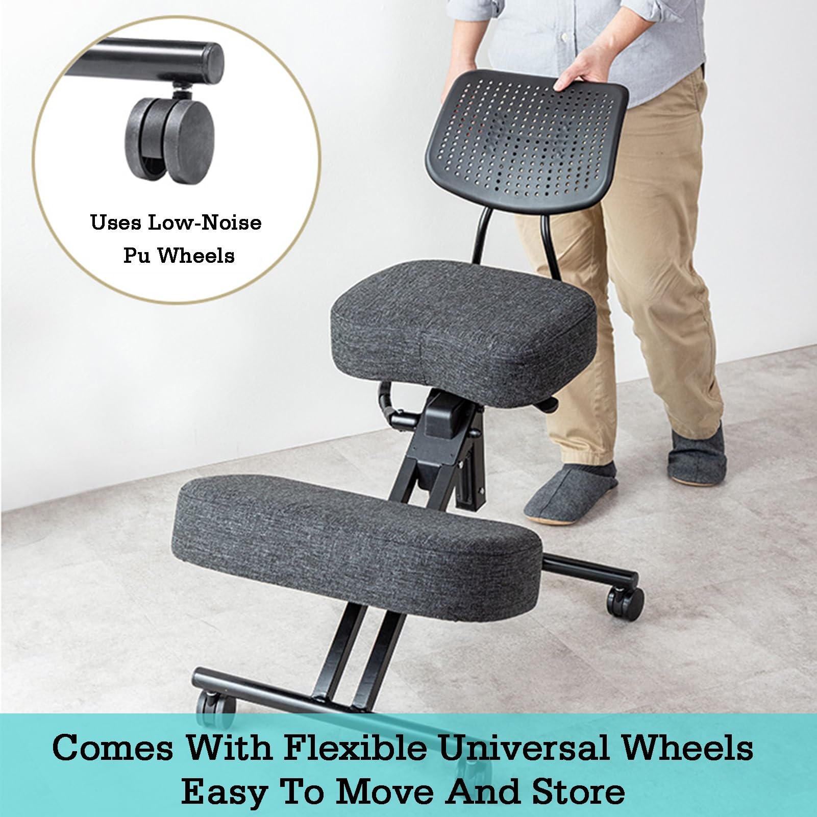 Height Adjustable Kneeling Stool Office Chair for Back & Neck Pain Relief, Ergonomic Design for Improved Posture, Ideal for Home & Office Use, Comfortable PC Desk Chair