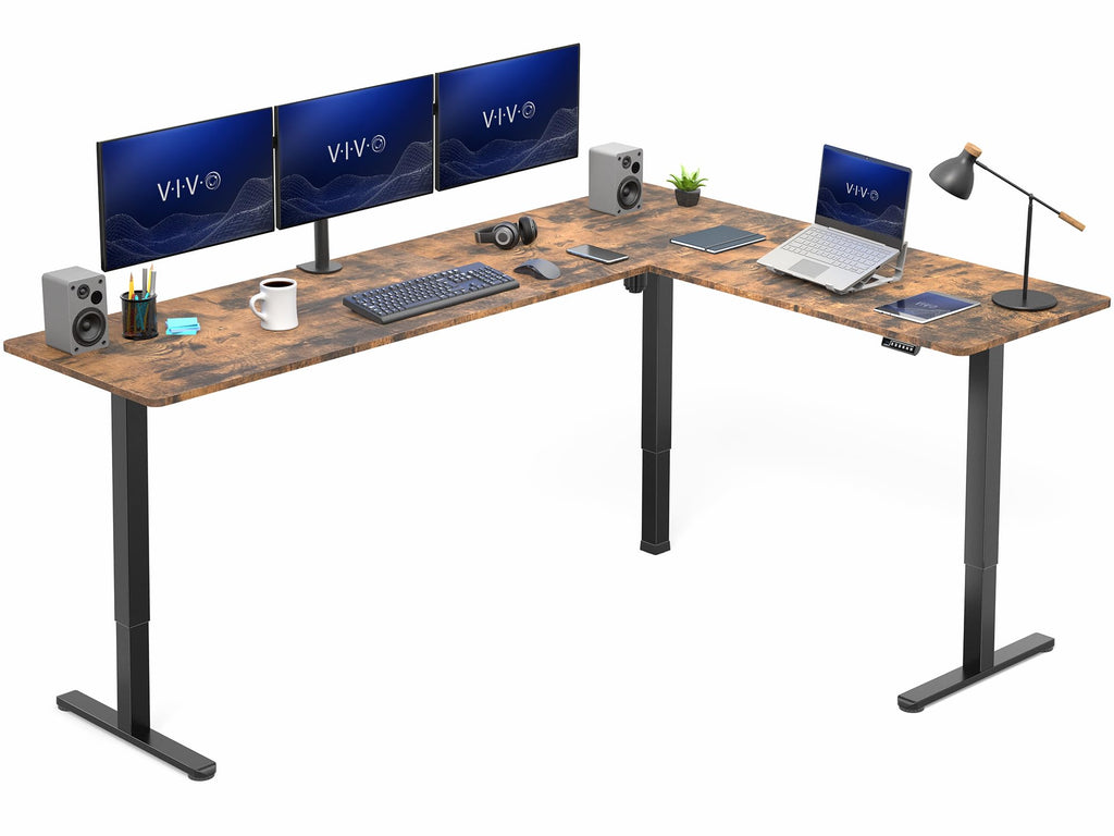 VIVO Electric Height Adjustable Corner Stand Up Desk, Table Top, Frame, L-Shaped Standing Workstation, 3CT Series