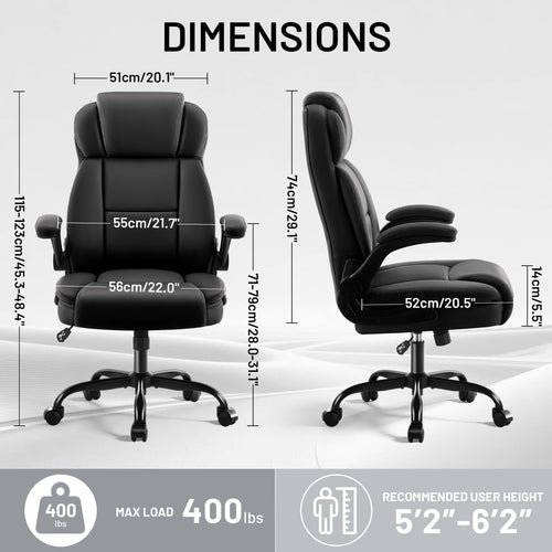 AreShark Office Chair - Executive High Back Breathable Comfy Desk Chair with Lumbar Support - Ergonomic Leather Rolling Swivel Computer Chair with Rock Function for Working Studying Gaming Relaxing