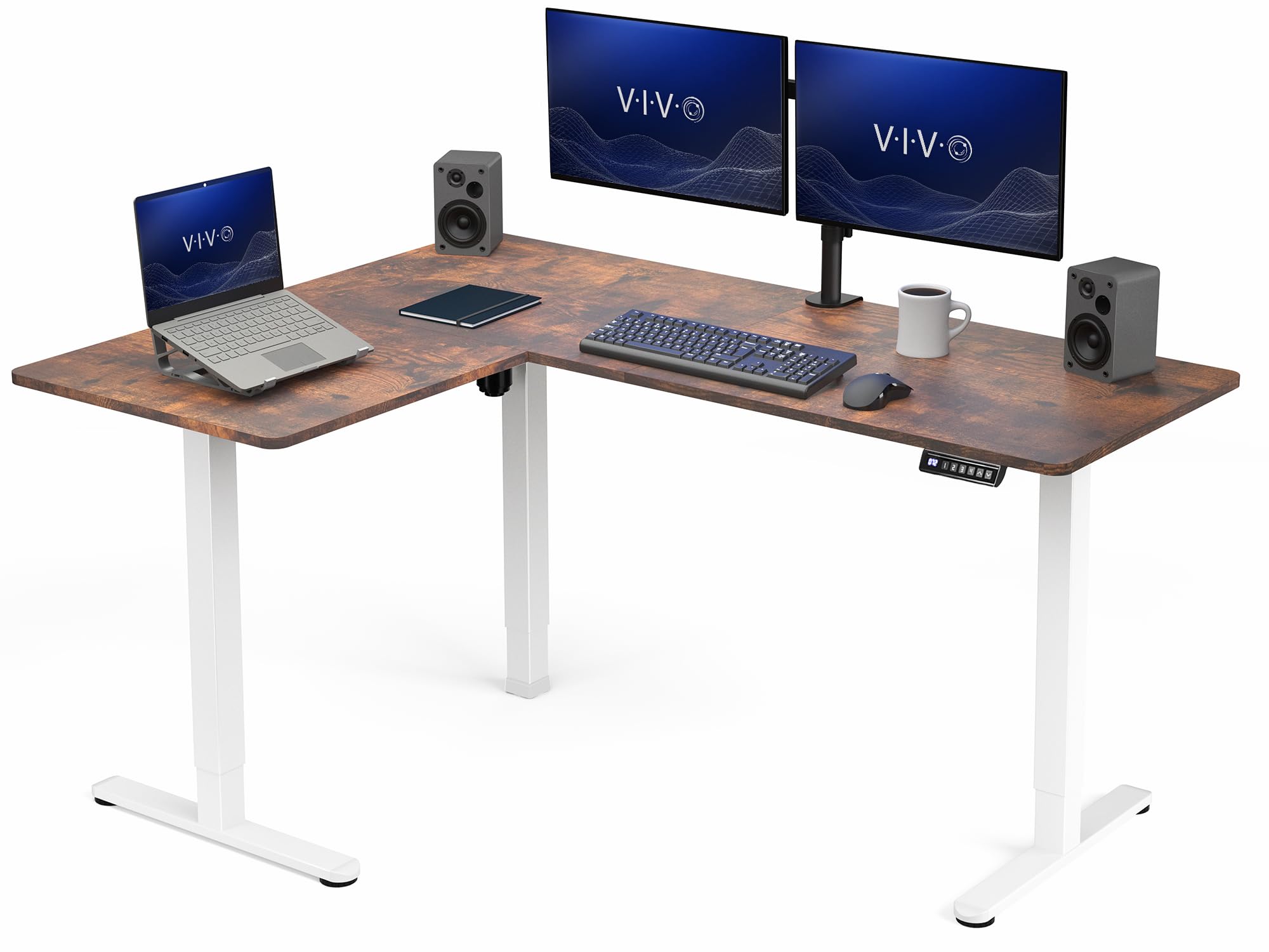 VIVO Electric Height Adjustable Corner Stand Up Desk, Table Top, Frame, L-Shaped Standing Workstation, 3CT Series