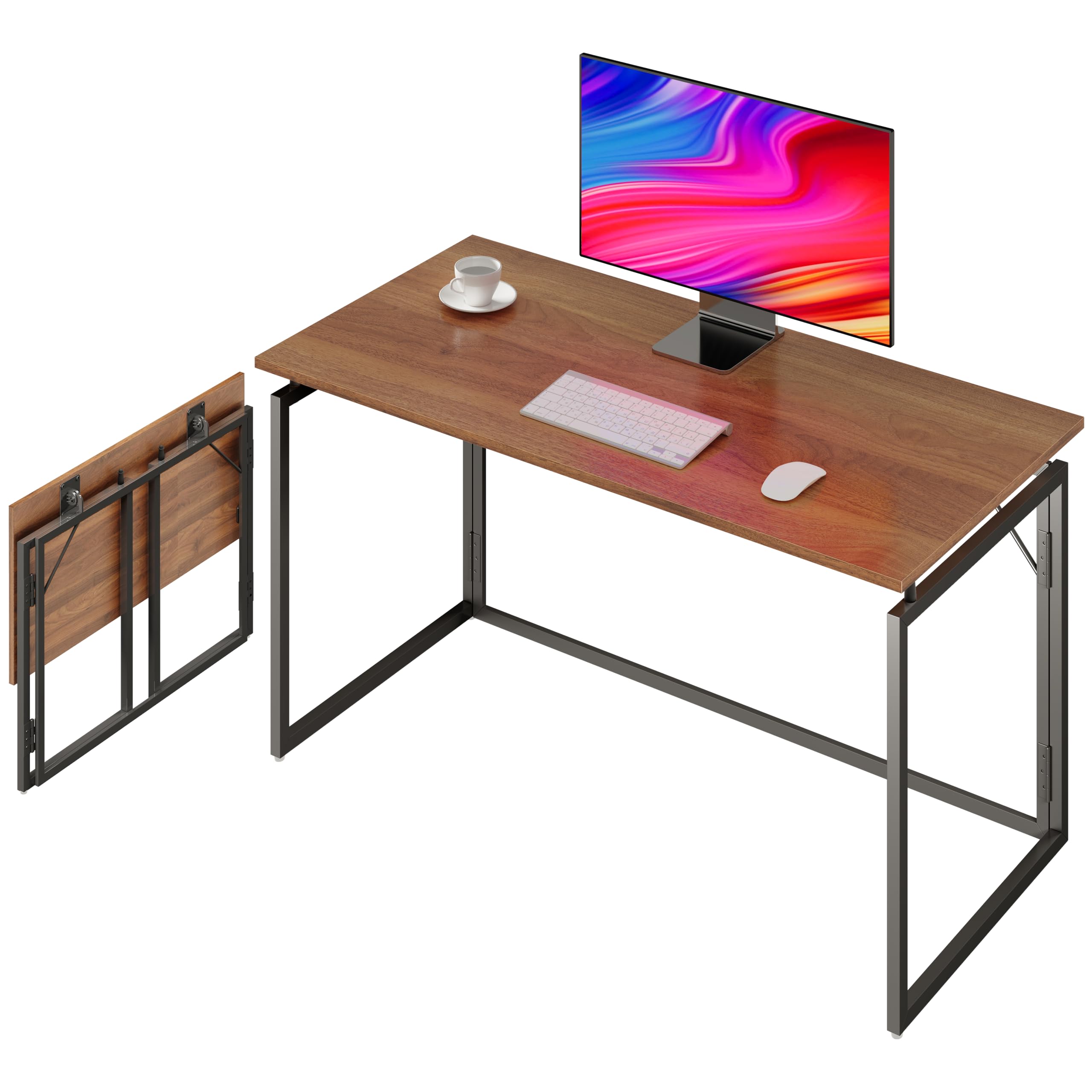 alawooder Folding Desk: No Assembly, Wood Top for Small Spaces