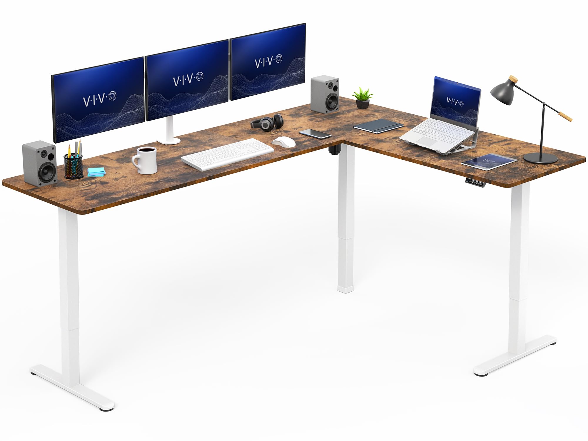 VIVO Electric Height Adjustable Corner Stand Up Desk, Table Top, Frame, L-Shaped Standing Workstation, 3CT Series