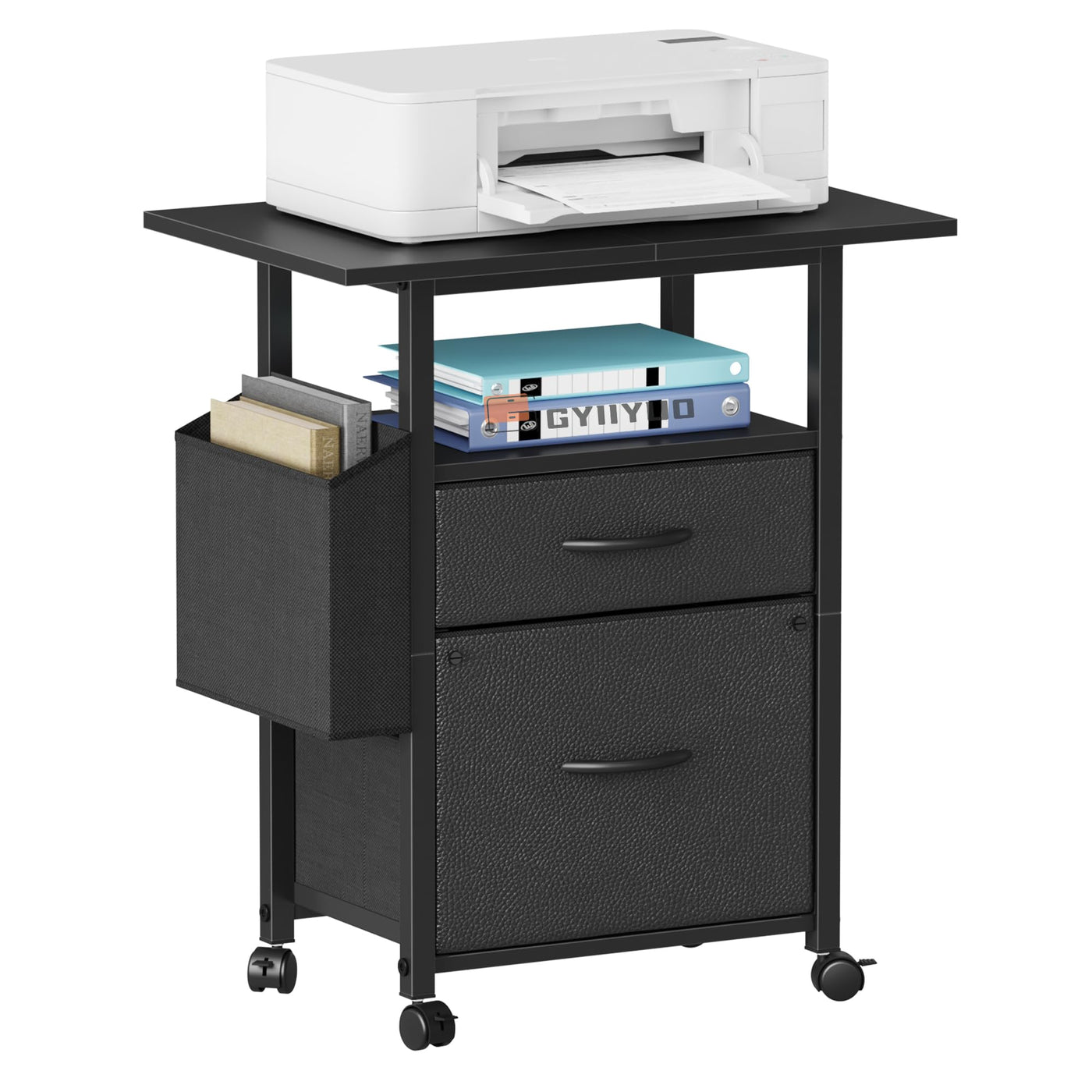 GYIIYUO 24-Inch Mobile 2-Drawer File Cabinet and Printer Stand