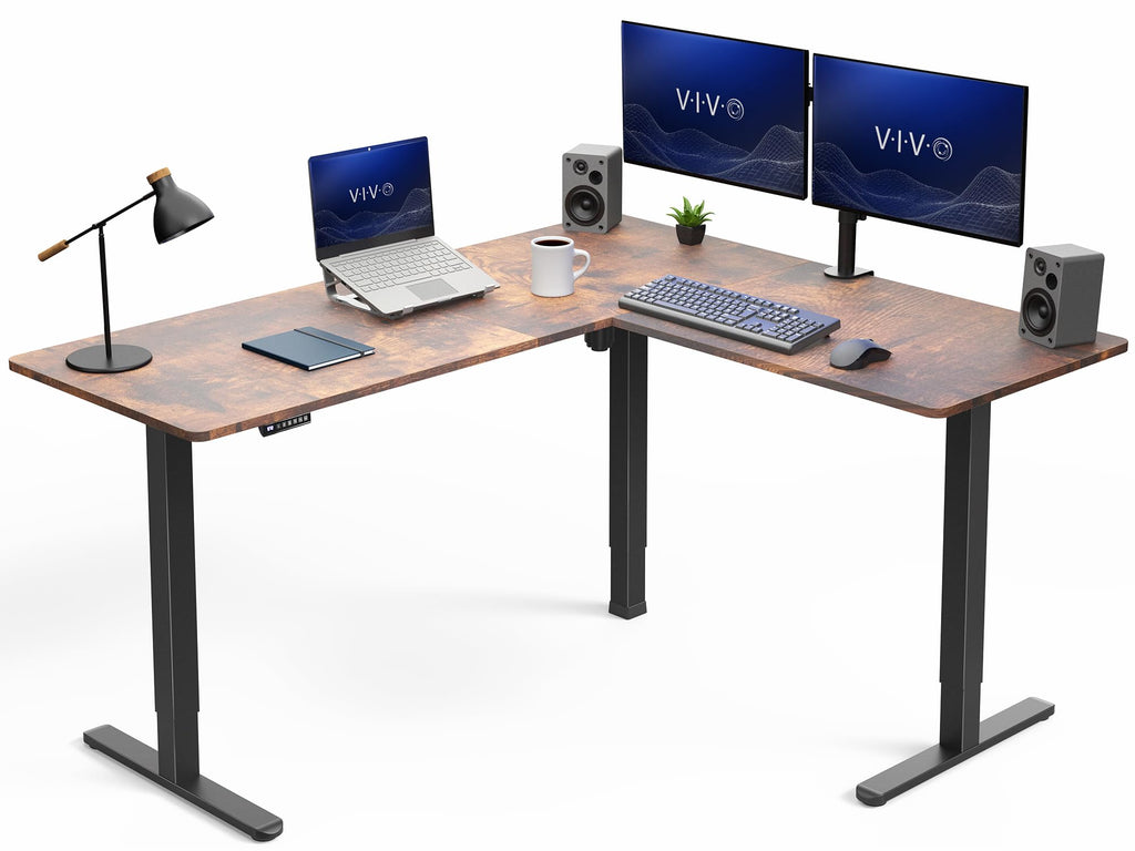 VIVO Electric Height Adjustable Corner Stand Up Desk, Table Top, Frame, L-Shaped Standing Workstation, 3CT Series