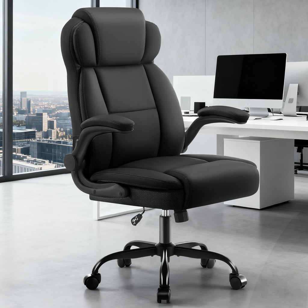 AreShark Office Chair - Executive High Back Breathable Comfy Desk Chair with Lumbar Support - Ergonomic Leather Rolling Swivel Computer Chair with Rock Function for Working Studying Gaming Relaxing