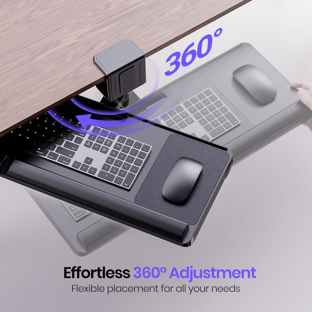 Klearlook 360° Adjustable Sit-Stand Keyboard Tray with Drawer