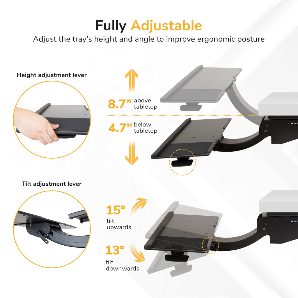 Mount-It! 26.5-Inch Adjustable Under-Desk Keyboard Tray