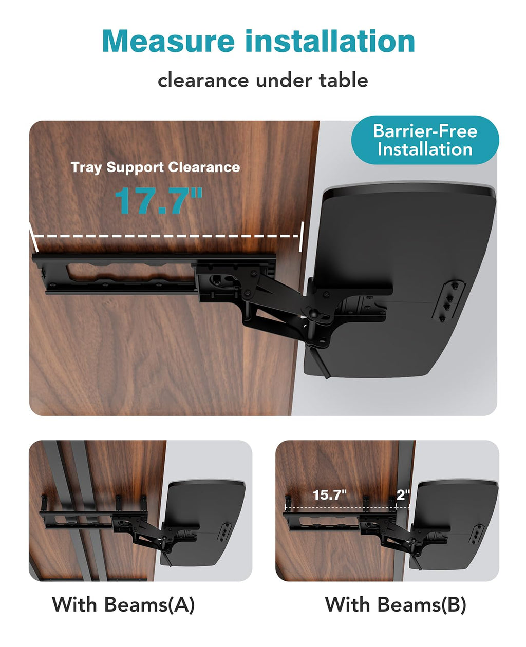 LLDEPLL 360° Adjustable Under-Desk Keyboard Tray with Drawer