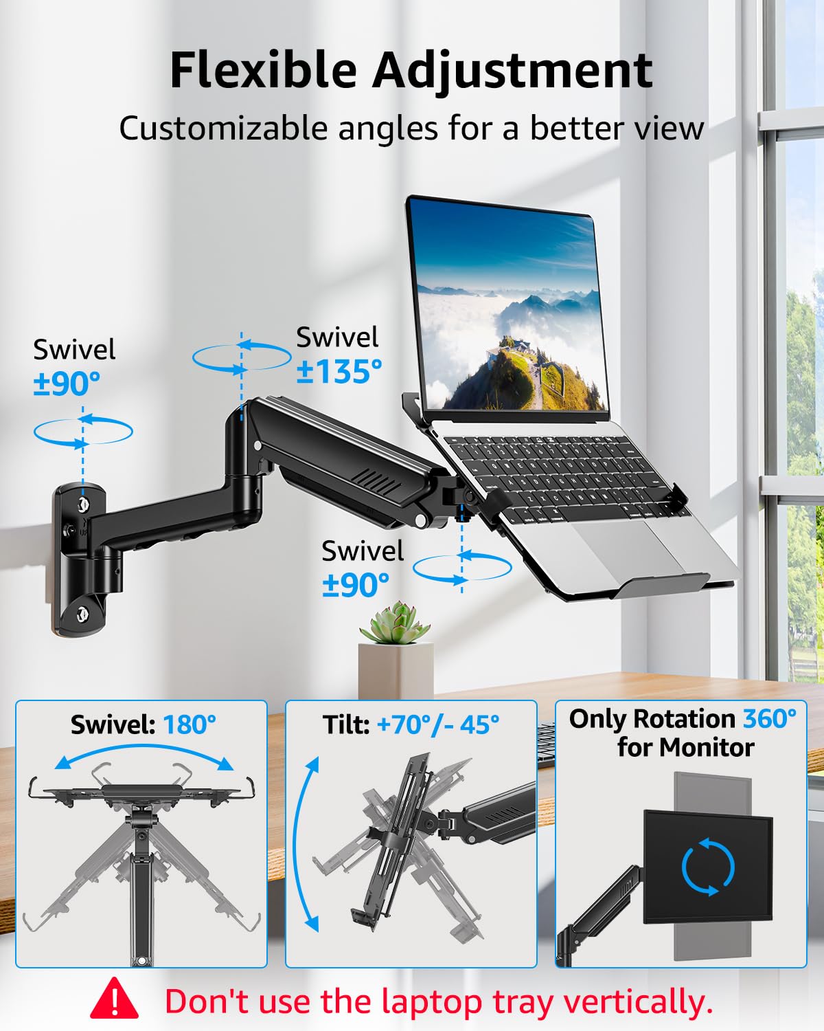 MOUNTUP Laptop Mount for Home and Office Workstations