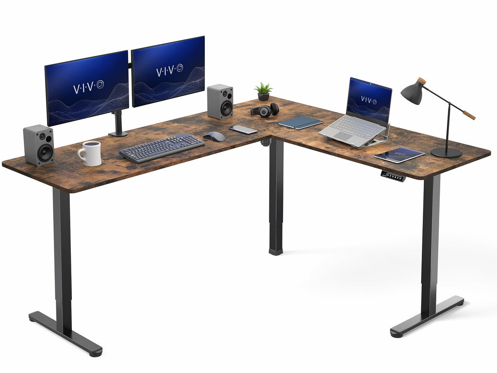 VIVO Electric Height Adjustable Corner Stand Up Desk, Table Top, Frame, L-Shaped Standing Workstation, 3CT Series