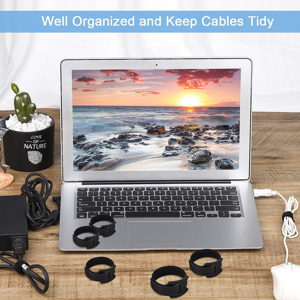 Nettbe Adjustable Hook-and-Loop Cable Ties and Cord Straps