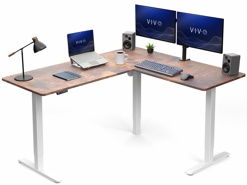VIVO Electric Height Adjustable Corner Stand Up Desk, Table Top, Frame, L-Shaped Standing Workstation, 3CT Series