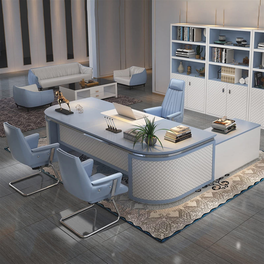 DQXWJZOTPO Luxury L-Shaped Executive Office Desk and Chair Set