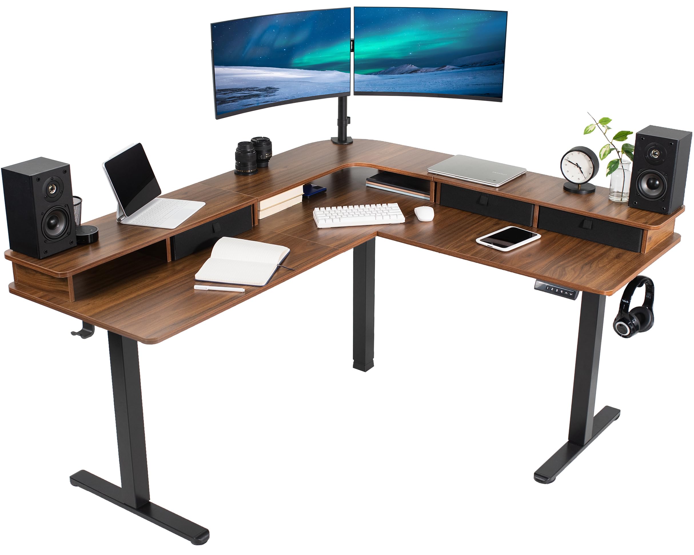 VIVO Electric Height Adjustable Corner Stand Up Desk, Table Top, Frame, L-Shaped Standing Workstation, 3CT Series