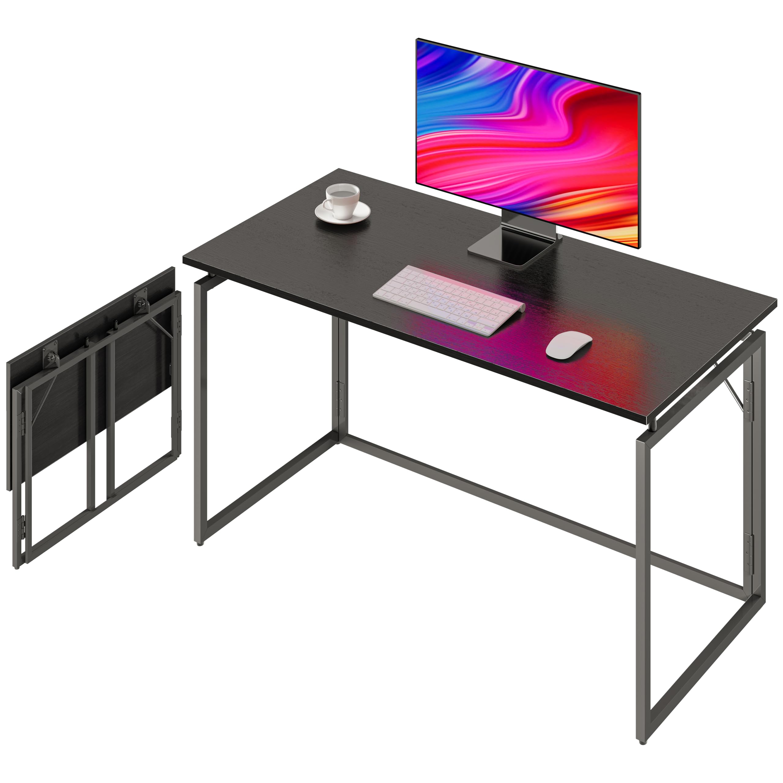 alawooder Folding Desk: No Assembly, Wood Top for Small Spaces